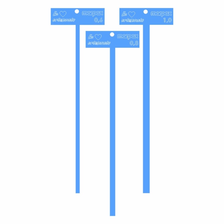 Kit Gabarito T Azul de 0,6 Á 2,5 em MDF Marpax com 6 Peças