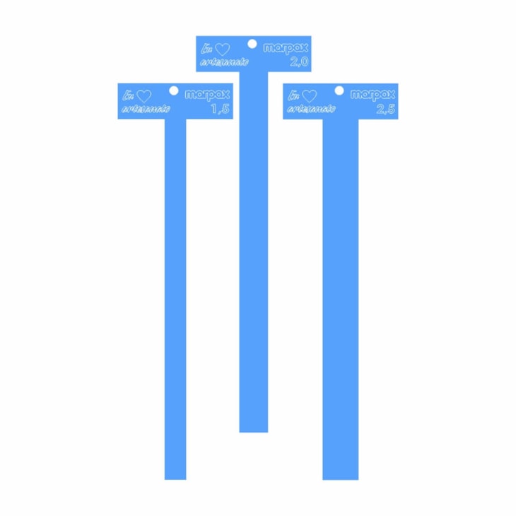 Kit Gabarito T Azul de 0,6 Á 2,5 em MDF Marpax com 6 Peças