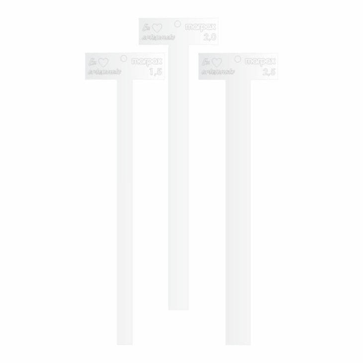 Kit Gabarito T Transparente de 0,6 Á 2,5 em Acrilico 6 Peças