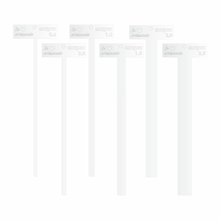 Kit Gabarito T Transparente de 0,6 Á 2,5 em Acrilico 6 Peças