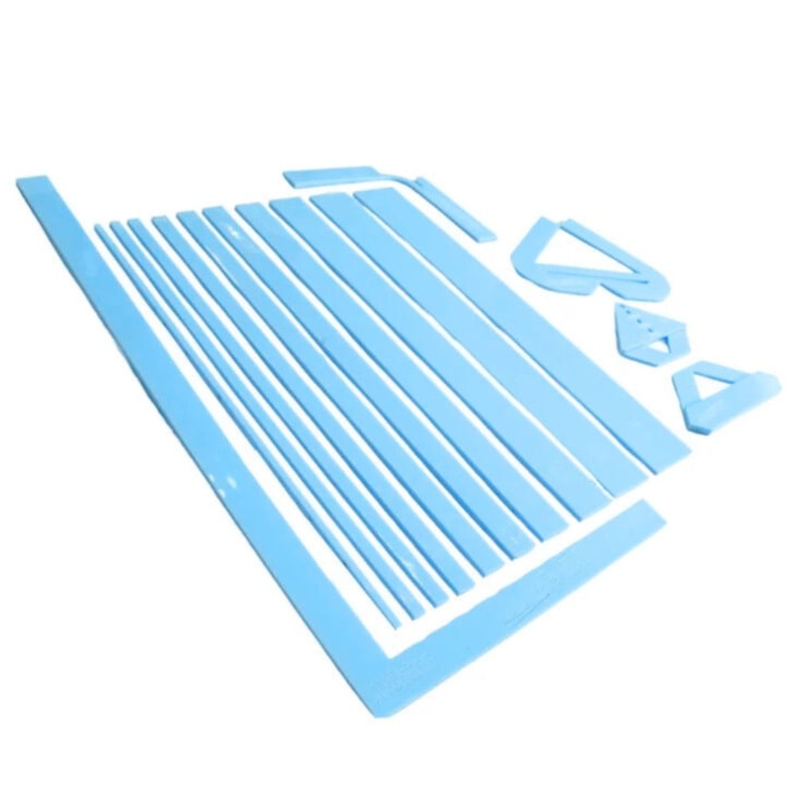 Kit Gabaritos Retos com Esquadros Azul em Acrilico Marpax