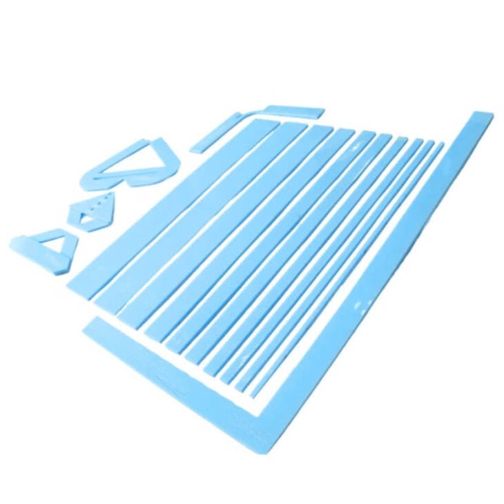 Kit Gabaritos Retos com Esquadros Azul em Acrilico Marpax