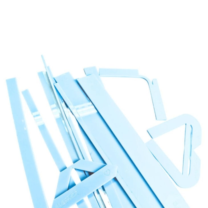 Kit Gabaritos Retos com Esquadros Azul em Acrilico Marpax