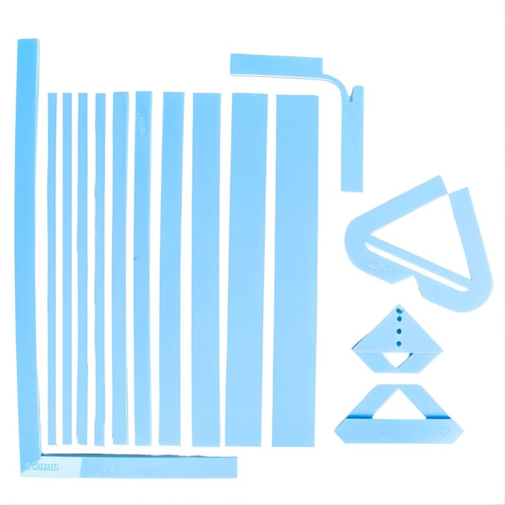 Kit Gabaritos Retos com Esquadros Azul em Acrilico Marpax