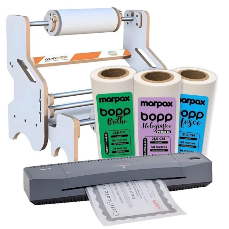 Kit Laminação Plastificadora 220V + Suporte + BOPP Marpax