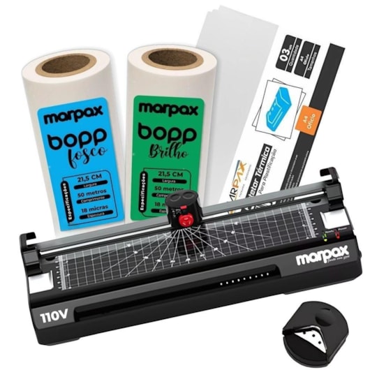 Kit Laminadora A3 320e + 02 BOPP A4 Brilho e Fosco 110v 