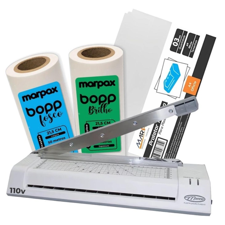 Kit Laminadora A3 PLM33 110v + 2 BOPP e Protetor Térmico Marpax