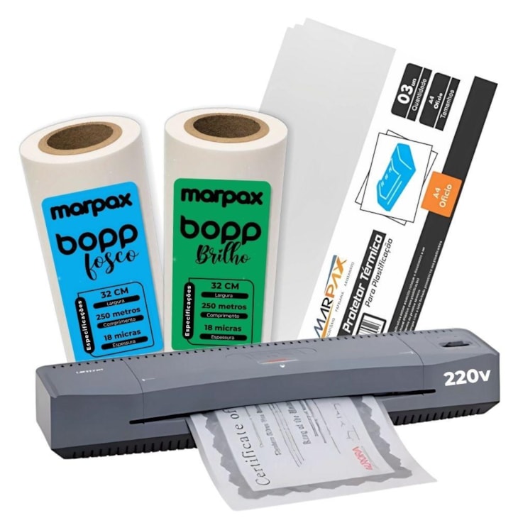 Kit Laminadora Aurora A3 + 02 BOPP A3 Brilho e Fosco 220V