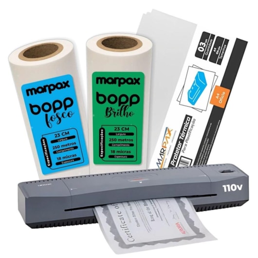 Kit Laminadora Aurora A3 + 02 BOPP A4 Brilho e Fosco 110V