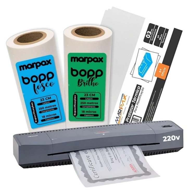 Kit Laminadora Aurora A3 + 02 BOPP A4 Brilho e Fosco 220V