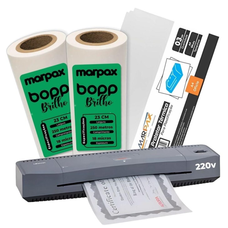 Kit Laminadora Aurora A3 BOPP A4 BOPP A3 Brilho Marpax 220V