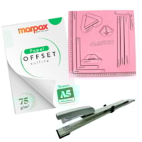 Kit Offset 75g + Grampeador + Dobra Folha Rosa MDF Marpax