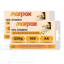 Kit Papel Fotográfico A6 Brilhante Glossy 230g Marpax 200Fls