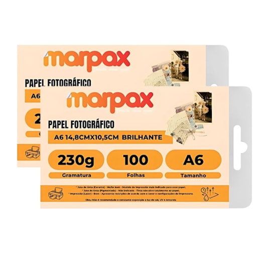 Kit Papel Fotográfico A6 Brilhante Glossy 230g Marpax 200Fls
