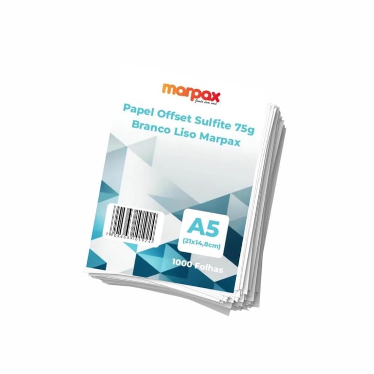 Kit Papel Offset Sulfite A5 75g Branco Marpax 1000 folhas