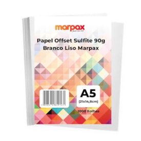 Kit Papel Offset Sulfite A5 90g Branco Marpax 1000 folhas