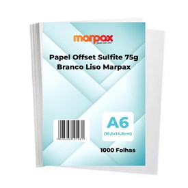 Kit Papel Offset Sulfite A6 75g Branco Marpax 1000 folhas
