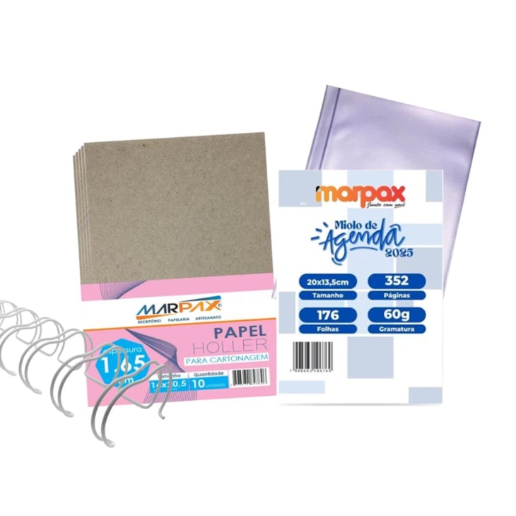 Kit Para Agenda 2025 Miolo Azul + Papel Holler 1.65mm 10 un