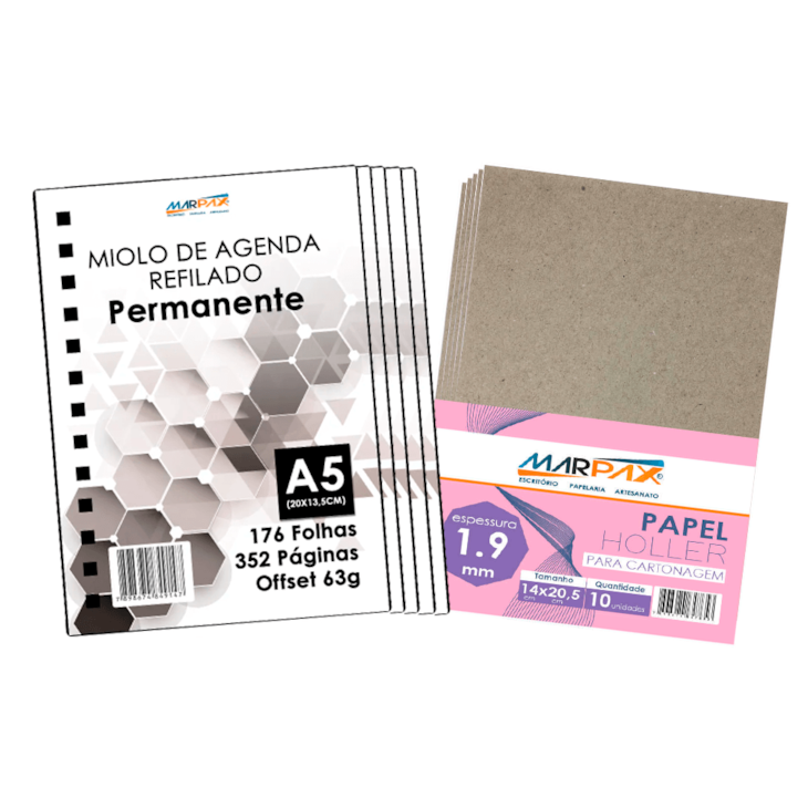 Kit Para Agenda Permanente Miolo + Papel Holler 1.9mm 05 un