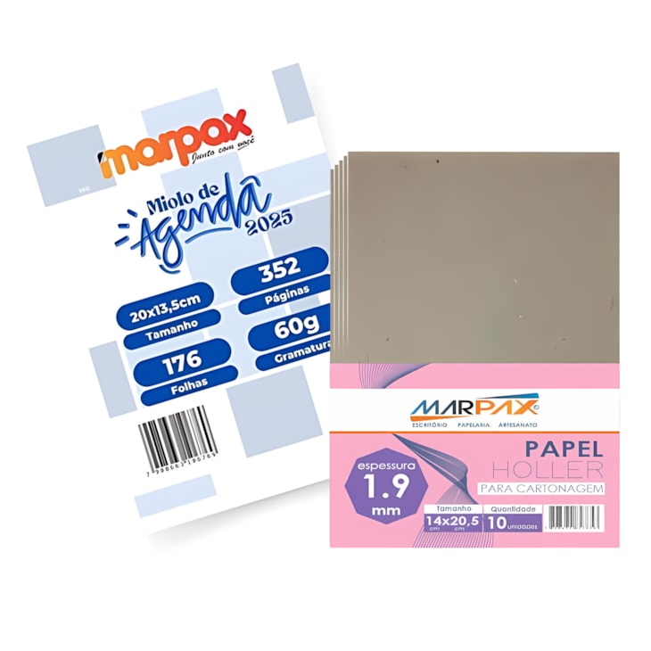 Kit Para Agenda Refilado Azul 2025 + Papel Holler 1.9mm
