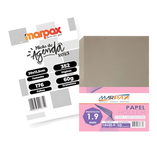 Kit Para Agenda Refilado Cinza 2025 + Papel Holler 1.9mm