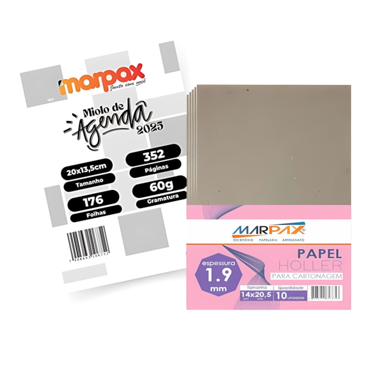 Kit Para Agenda Refilado Cinza 2025 + Papel Holler 1.9mm