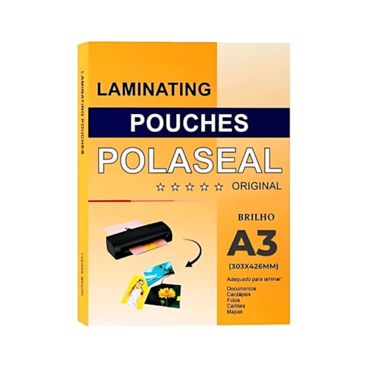 Kit Plastificação 500 Polaseal 0,07mm A4 + A3 + RG + CPF + Crahá