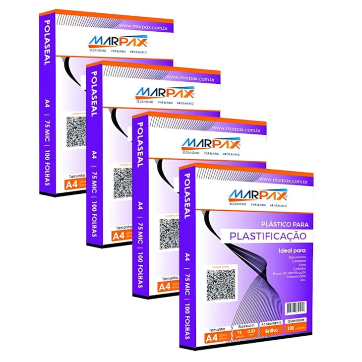 Kit Plastificação Polaseal A4 220X307X0,03mm Marpax 400un