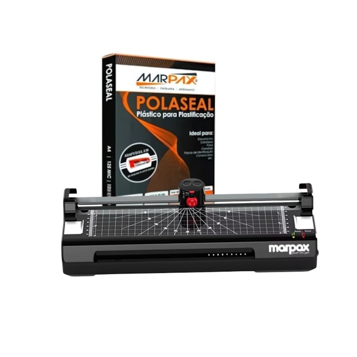 Kit Plastificadora A3 com Refiladora + 100 Plásticos 220V