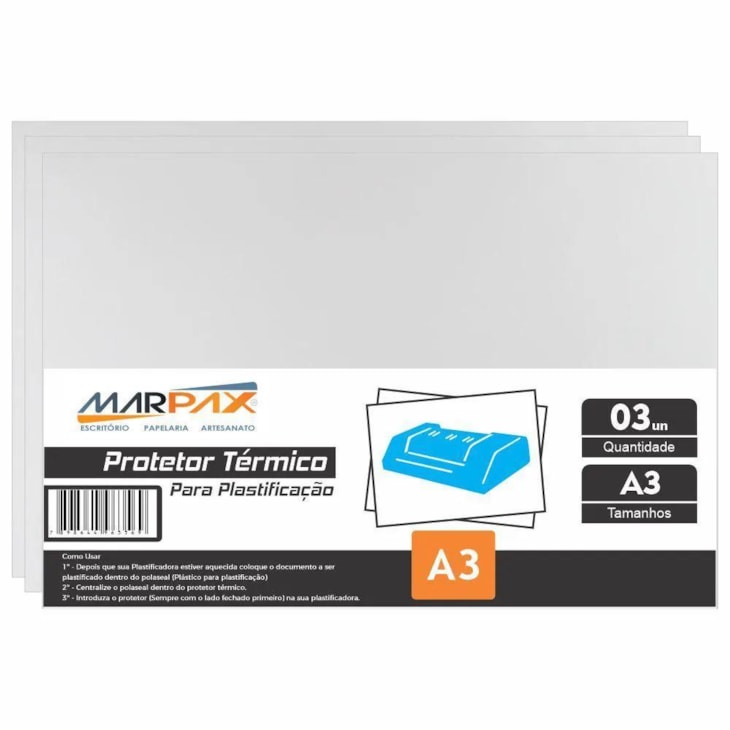 Kit Plastificadora A3 + Suporte + Bopp A4 + Protetor Térmico