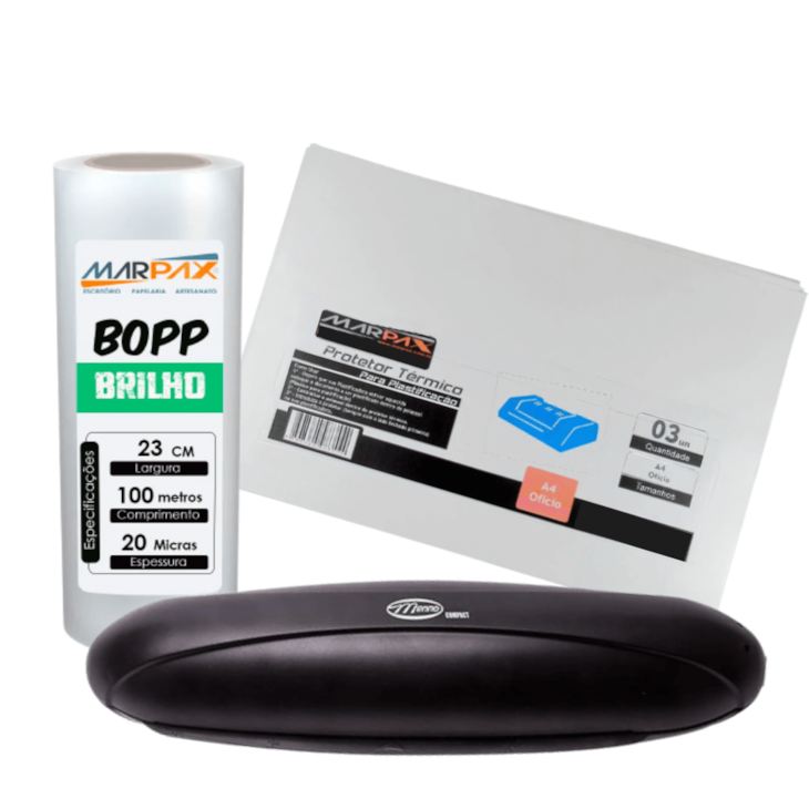 Kit Plastificadora Menno Compact + Bopp Brilho + Protetor Térmico