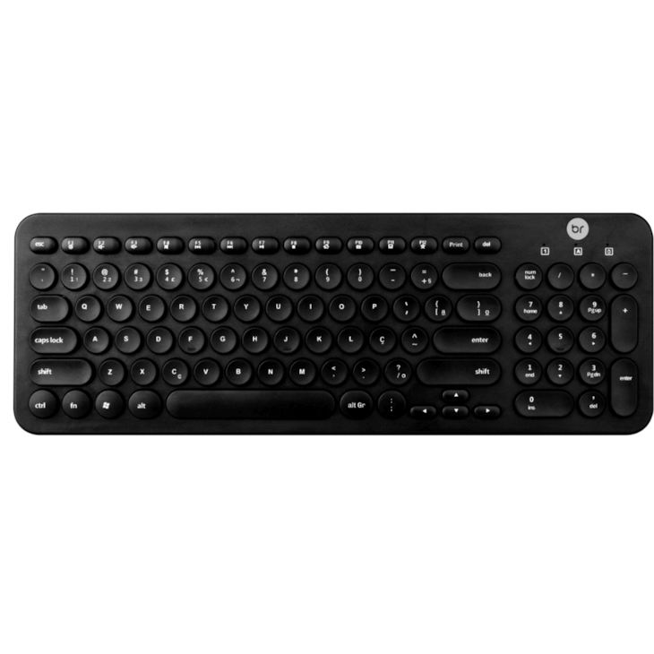 Kit Teclado e Mouse sem Fio com Teclas Redondas Bright