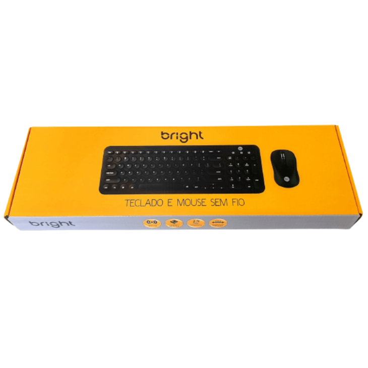 Kit Teclado e Mouse sem Fio com Teclas Redondas Bright