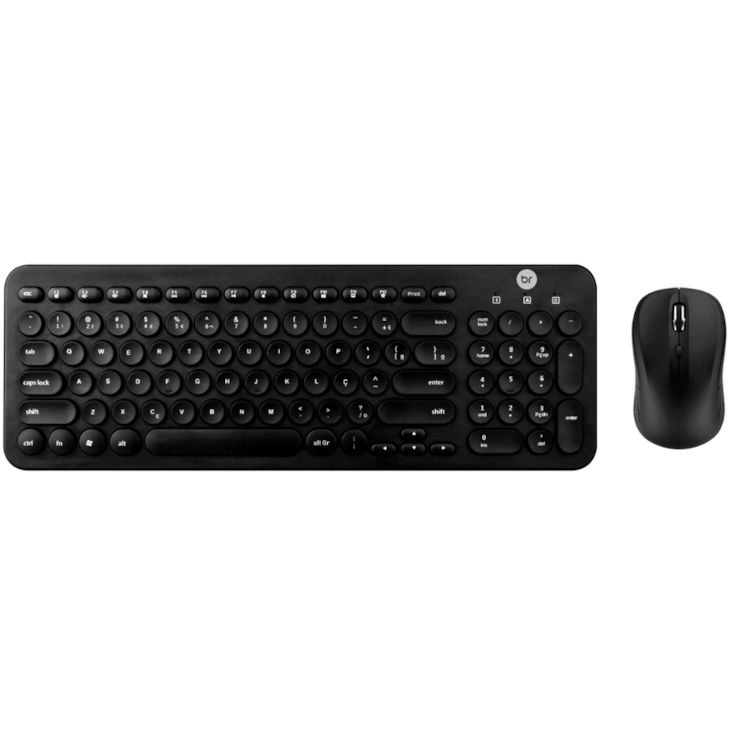 Kit Teclado e Mouse sem Fio com Teclas Redondas Bright