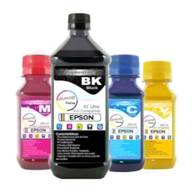 Kit Tinta Epson Pigmentada Marpax BK 1000ml Coloridas 250ml