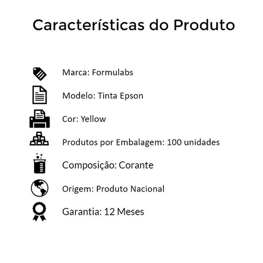 Kit Tinta para impressora Epson Compatível Formulabs Yellow 100 Litros
