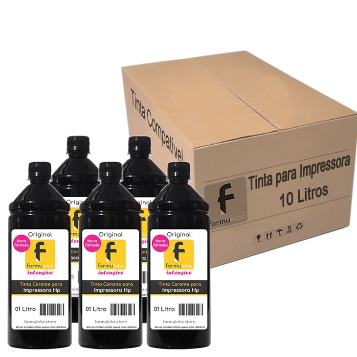 Kit Tinta para impressora HP Compatível Formulabs Black 10 Litros