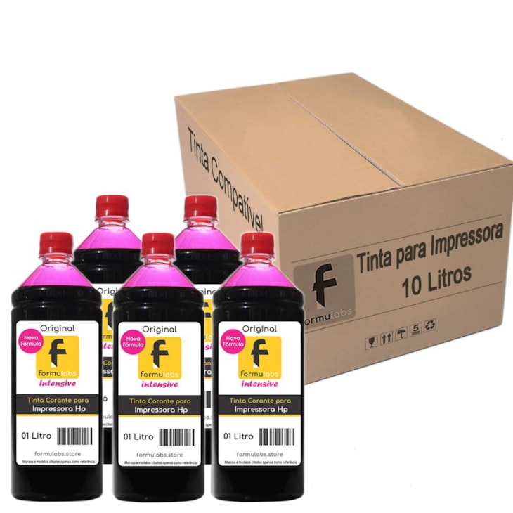 Kit Tinta para impressora HP Compatível Formulabs Magenta 10 Litros