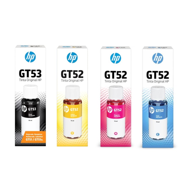 Kit Tinta para Impressora HP GT52-53 Original 4 Cores CMYK