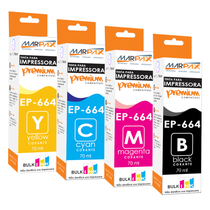 Kit Tinta para impressora L375 L455 L365 L200 L1300 4x70ml