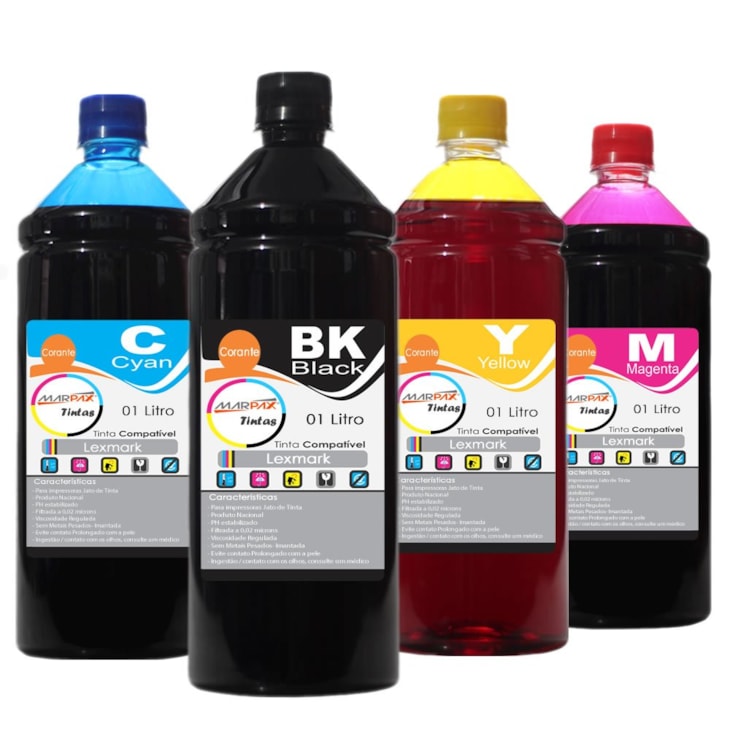Kit Tinta para impressora Lexmark Compatível  CMYK 4x1000ml