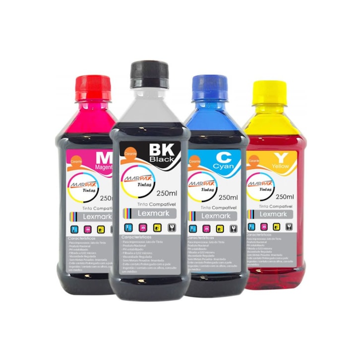Kit Tinta para impressora Lexmark Compatível  CMYK 4x250ml
