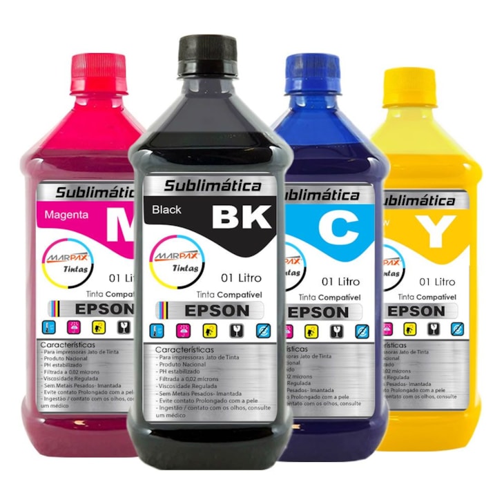 Kit Tinta Sublimática Epson Compatível Marpax CMYK 4x1000ml