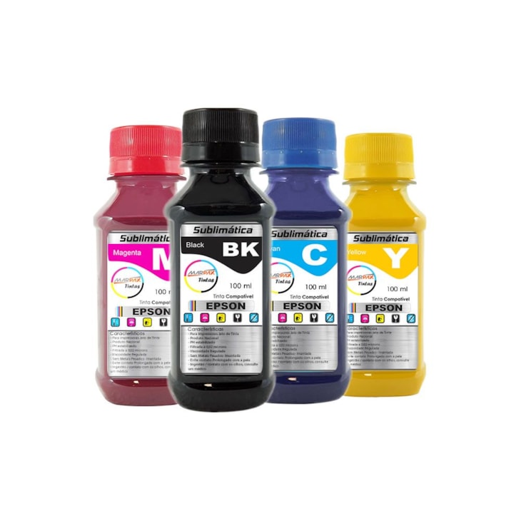 Kit Tinta Sublimática Epson Compatível Marpax CMYK 4x100ml