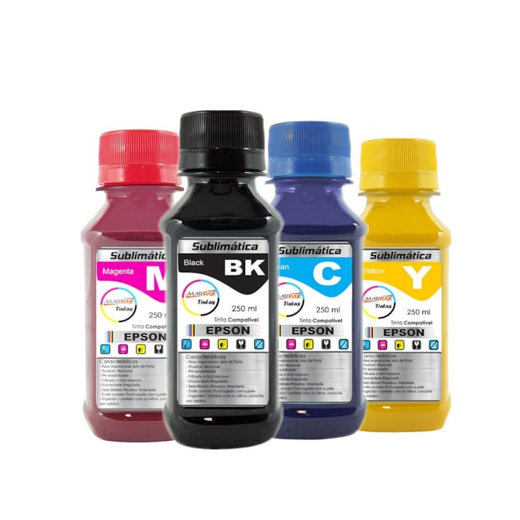 Kit Tinta Sublimática Epson Compatível Marpax CMYK 4x250ml