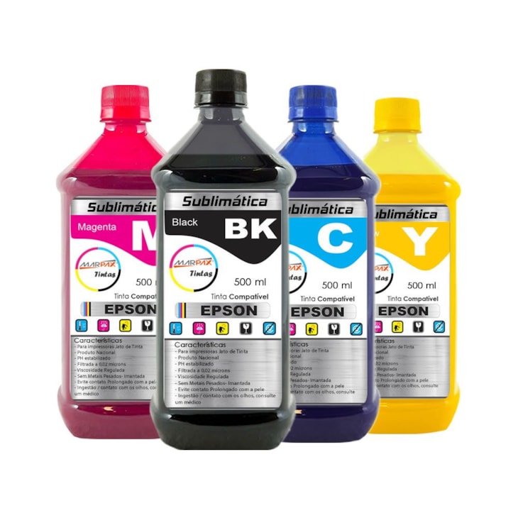 Kit Tinta Sublimática Epson Compatível Marpax CMYK 4x500ml