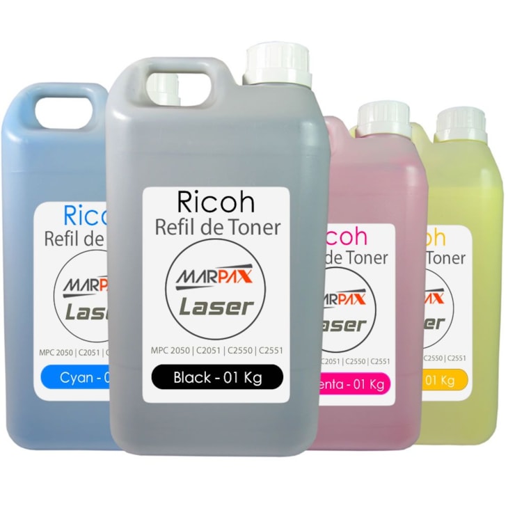 Kit Toner Compatível Ricoh 2050 2051 2550-51 Refil CMYK 4kg
