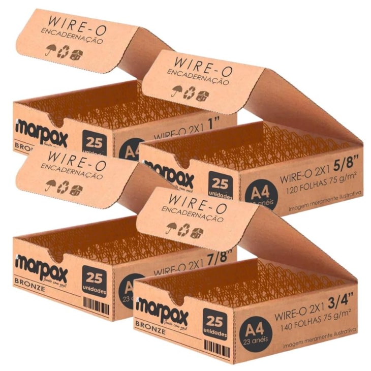 Kit Wire-o 2x1 Bronze 5/8 - 3/4 - 7/8 - 1 (25un cada) 100un