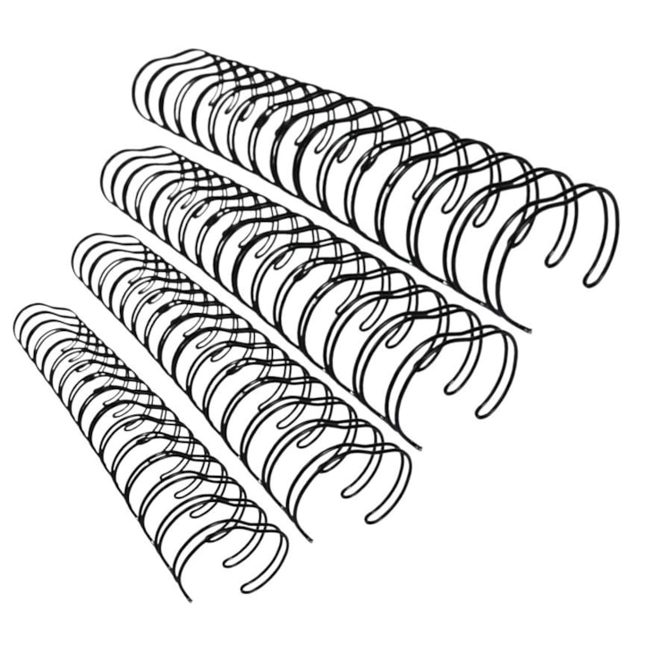 Kit wire-o 2x1 Preto 5/8 - 3/4 - 7/8 - 1 (25un cada) 100un