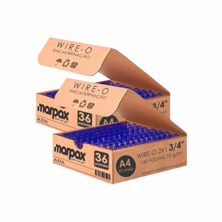 Kit Wire-o Encadernação 2X1 A4 Azul 3/4 para 140fls 72un